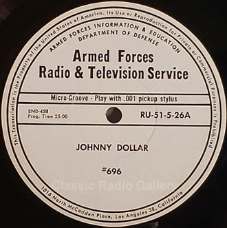 Johnny Dollar radio transcription disc